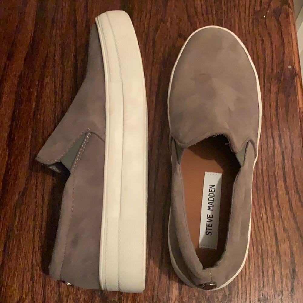 Steve Madden Grey Suede Slip Ons size 7.5